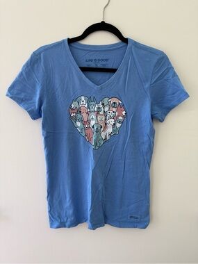 Life Is Good Light Blue V-Neck Crusher Tee